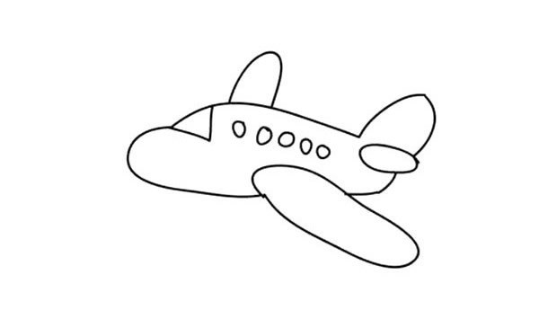 飞机简笔画彩色_简单五步画出飞机简笔画步骤图解