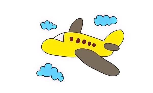 飞机简笔画彩色_简单五步画出飞机简笔画步骤图解