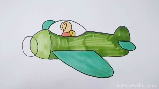 飞机简笔画简单又漂亮_飞机简笔画彩色护法步骤图片大全