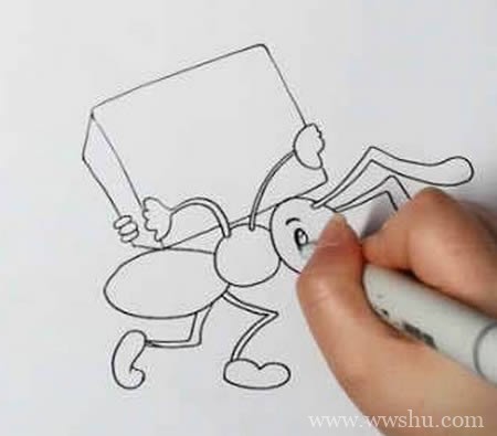 蚂蚁搬家简笔画带颜色 步骤图解