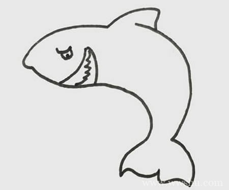 鲨鱼的简笔画如何画最简单的 彩色画法