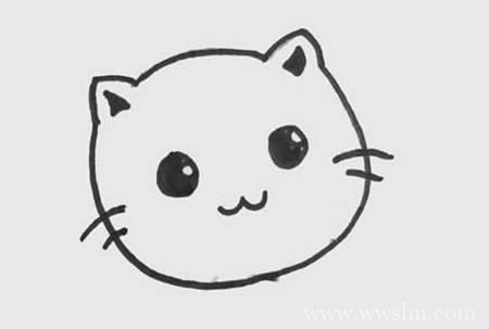 小猫简笔画彩色可爱简单步骤图