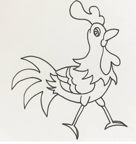 大公鸡简笔画画法步骤可爱彩色图片