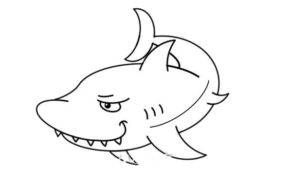 简单的鲨鱼简笔画凶狠画法 步骤图解