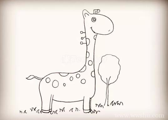 长颈鹿简笔画简单可爱彩色画法
