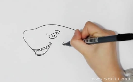 鲨鱼简笔画彩色_鲨鱼如何画简单又漂亮