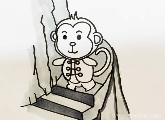 小猴子下山简笔画图片_怎样画小猴子下山的绘画简单