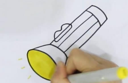 手电筒简笔画步骤图解 彩色画法