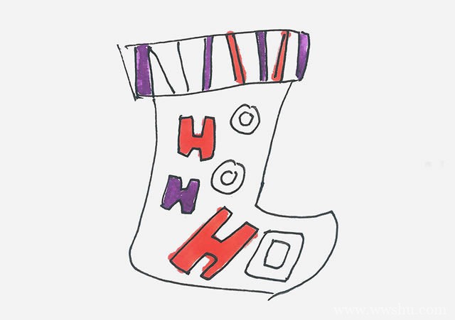 圣诞袜如何画简单漂亮,圣诞袜简笔画步骤教程