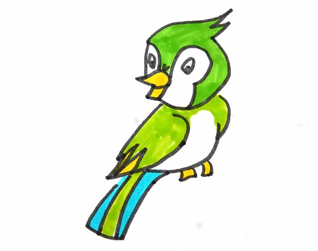 漂亮的小鸟简笔画如何画简单彩色画法