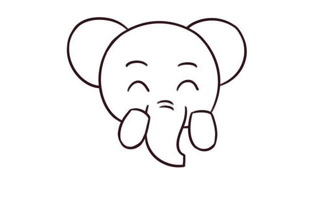 爱笑的卡通大象简笔画简单画法