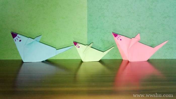 手工简单折纸 立体小老鼠的制作教程 容易上手